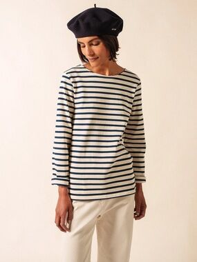 Saint James Breton Stripe Shirt Size M Unisex Nautical Navy Cream